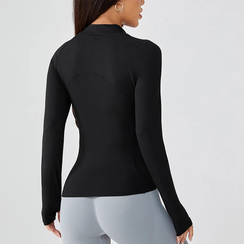 Yoga wear for women in autumn zipper jacket sports top slim long-sleeved outerwear professional running training and fitnes thumbnail 6