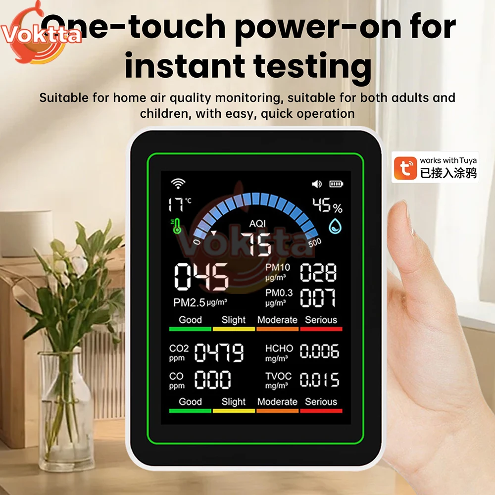 Tuya WiFi 10-in-1 Air Quality Detector CO2 Monitor PM0.3 PM1.0 PM2.5 PM10 Formaldehyde Detector Temperature and Humidity Meter thumbnail 2