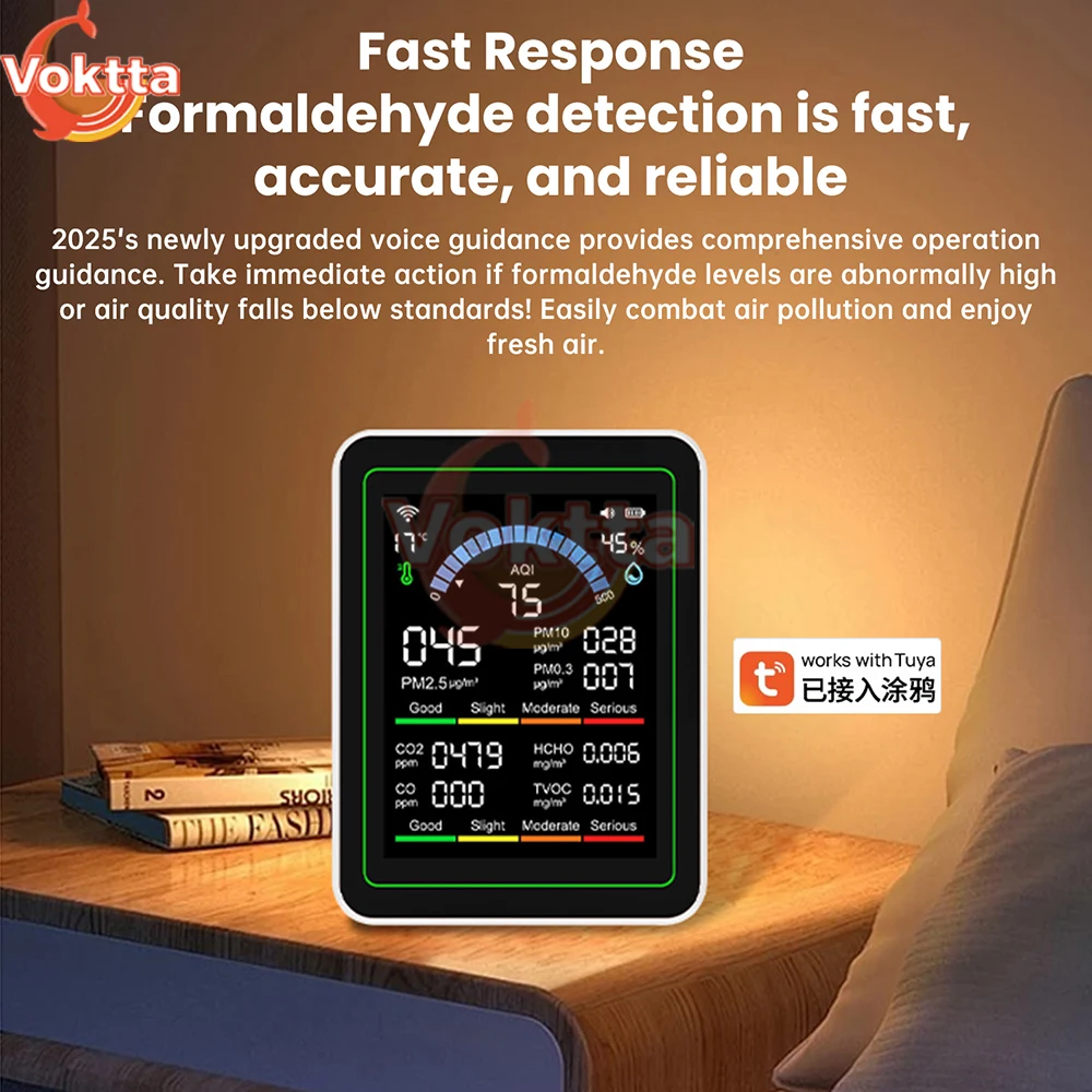 Tuya WiFi 10-in-1 Air Quality Detector CO2 Monitor PM0.3 PM1.0 PM2.5 PM10 Formaldehyde Detector Temperature and Humidity Meter thumbnail 3