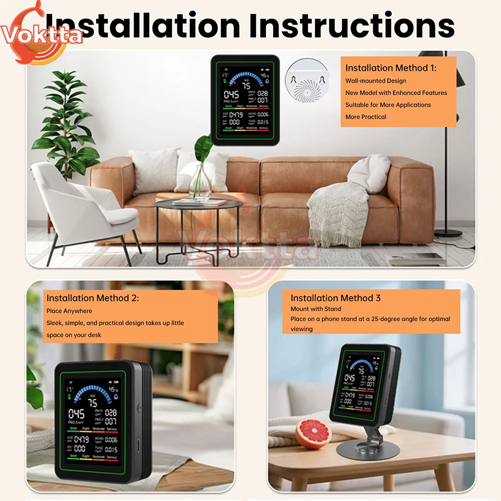 Tuya WiFi 10-in-1 Air Quality Detector CO2 Monitor PM0.3 PM1.0 PM2.5 PM10 Formaldehyde Detector Temperature and Humidity Meter thumbnail 4