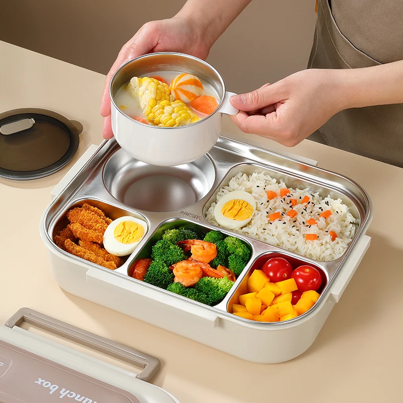 304 Stainless Steel Insulated Lunch Box Office Worker Students Sealed Portable Bento Microwae Heating Food Containe thumbnail 2