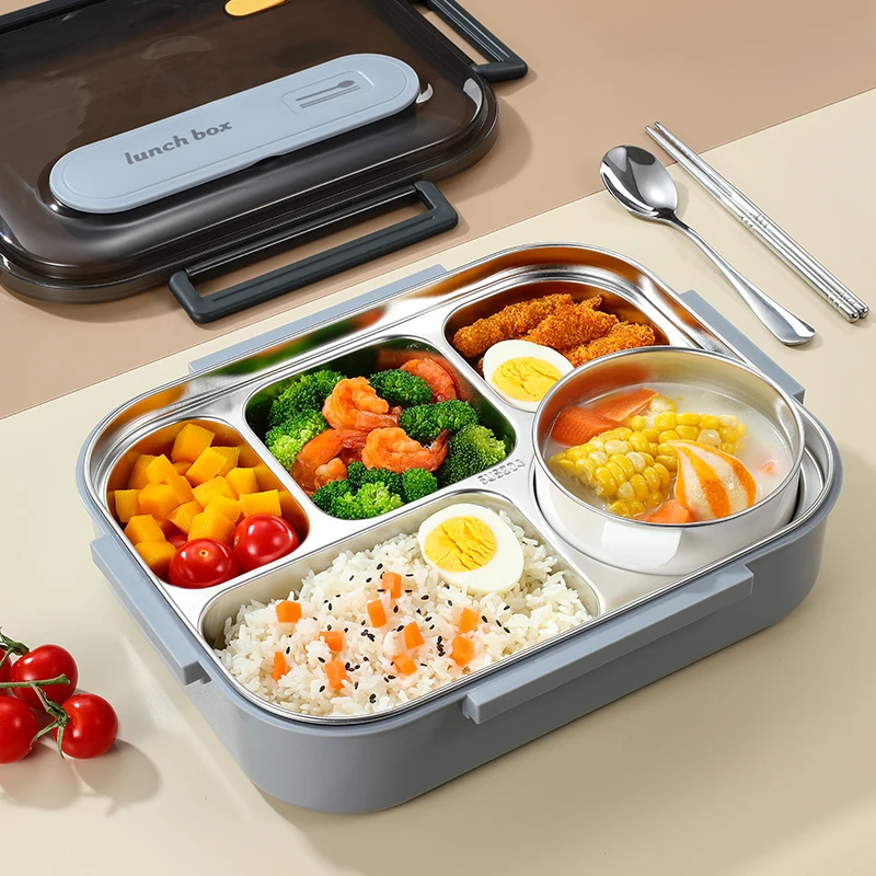 304 Stainless Steel Insulated Lunch Box Office Worker Students Sealed Portable Bento Microwae Heating Food Containe thumbnail 3