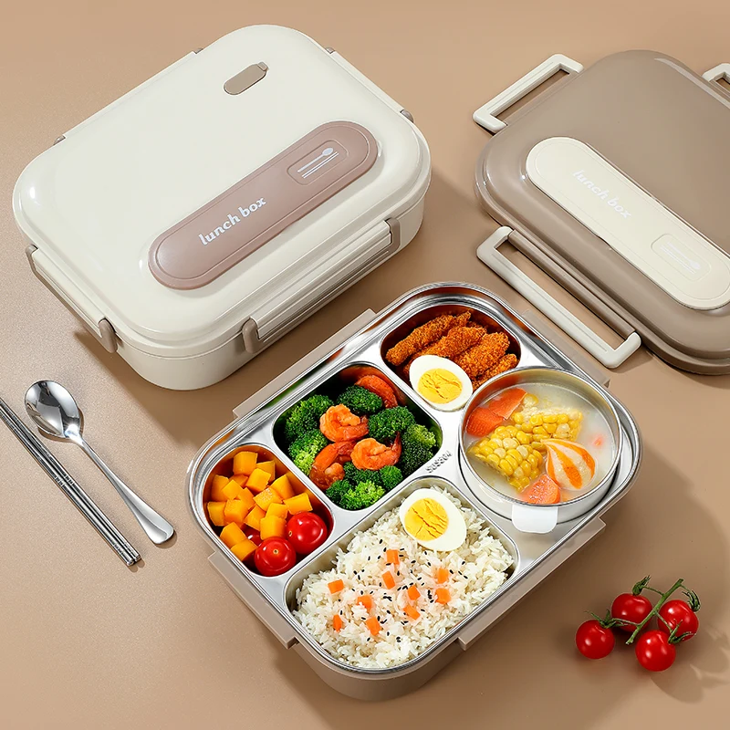 304 Stainless Steel Insulated Lunch Box Office Worker Students Sealed Portable Bento Microwae Heating Food Containe thumbnail 5