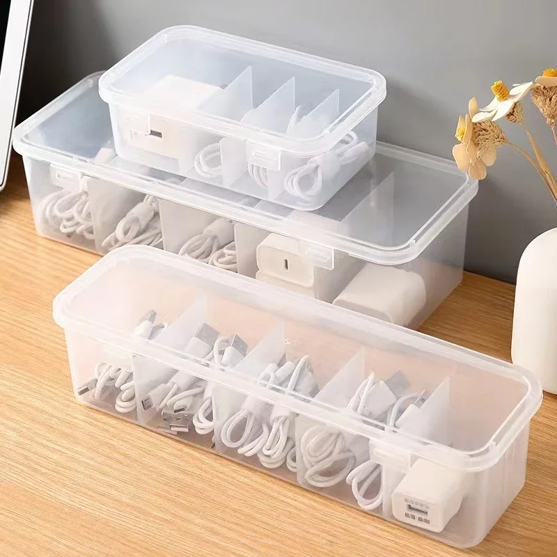 Transparent Data Cable Organizer Case Classification Dustproof Card Organizer with Lid Clutter Collection Box for Office Home thumbnail 4