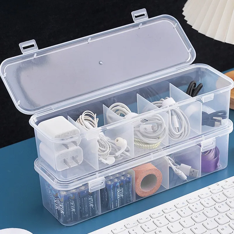 Transparent Data Cable Organizer Case Classification Dustproof Card Organizer with Lid Clutter Collection Box for Office Home thumbnail 2