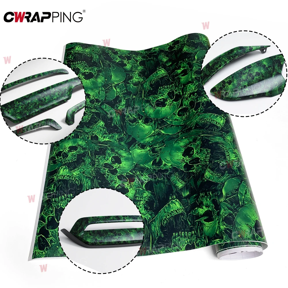 PVC Green Graffiti Adhesive Skull Sticker Decal Camouflage Sticker Bomb Vinyl Film Foil Car Motorcycle Roof Hood Films Wrap thumbnail 5
