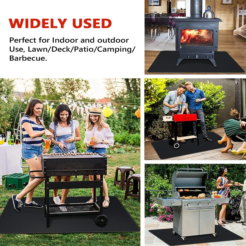 Outdoor BBQ Grill Fireproof Mat - Multi-use Reusable High Temperature Resistant Fire Pit Pad Lawn Protection Mat Flame Retardant thumbnail 5