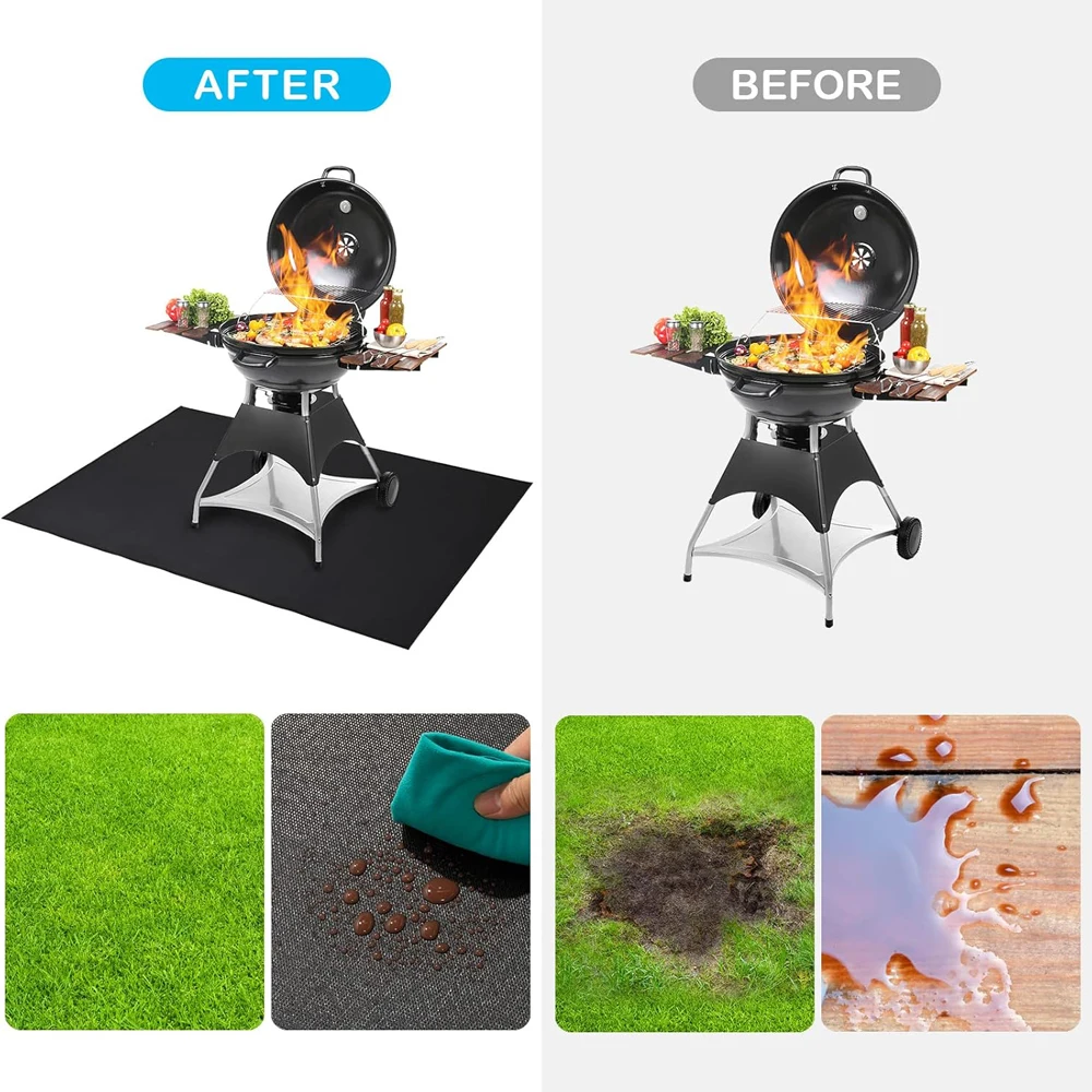 Outdoor BBQ Grill Fireproof Mat - Multi-use Reusable High Temperature Resistant Fire Pit Pad Lawn Protection Mat Flame Retardant thumbnail 2