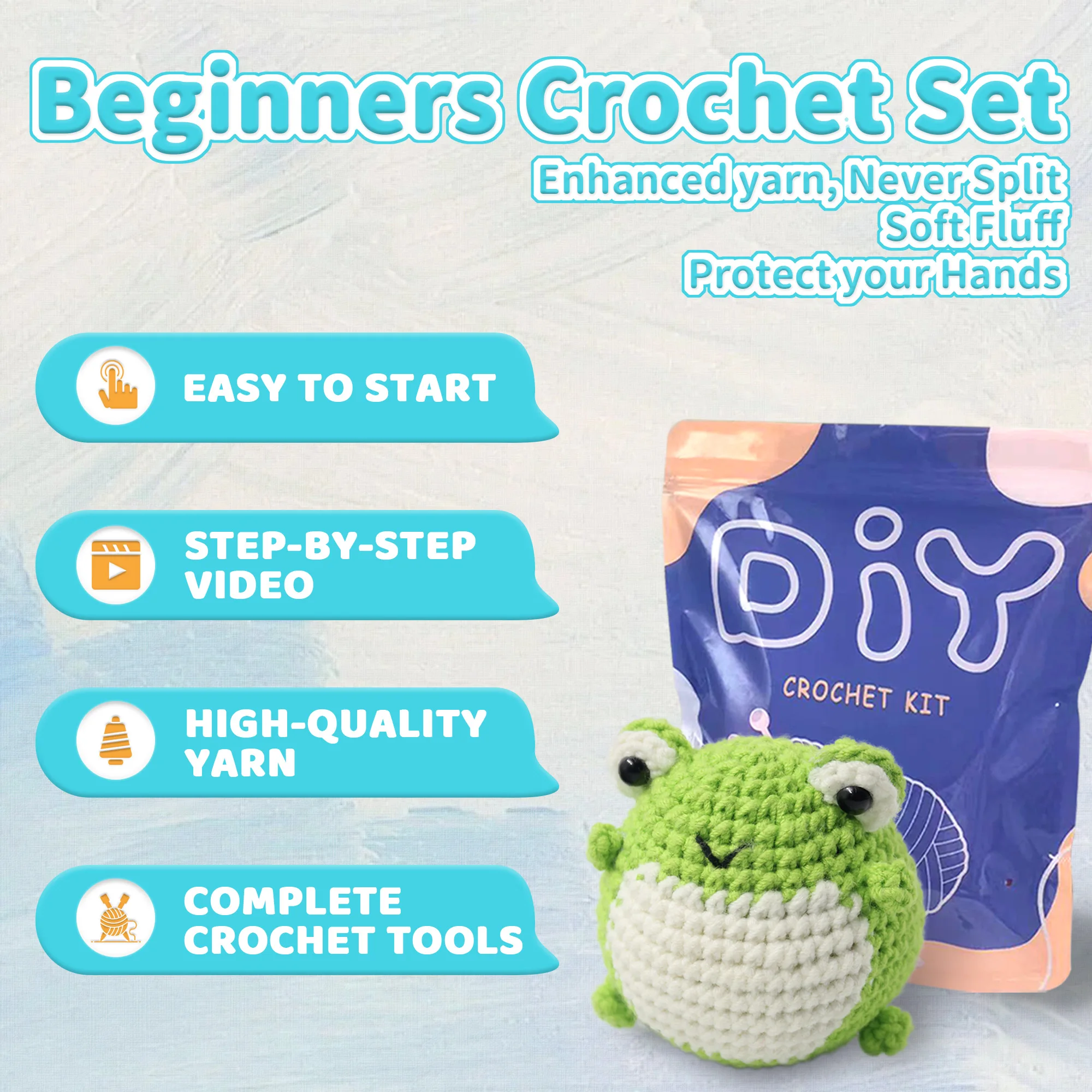 YAMAXIN Frog Theme Crochet Kit for Beginners - DIY Craft Tool Set Easy Knitting Arts And Crafts Project thumbnail 3