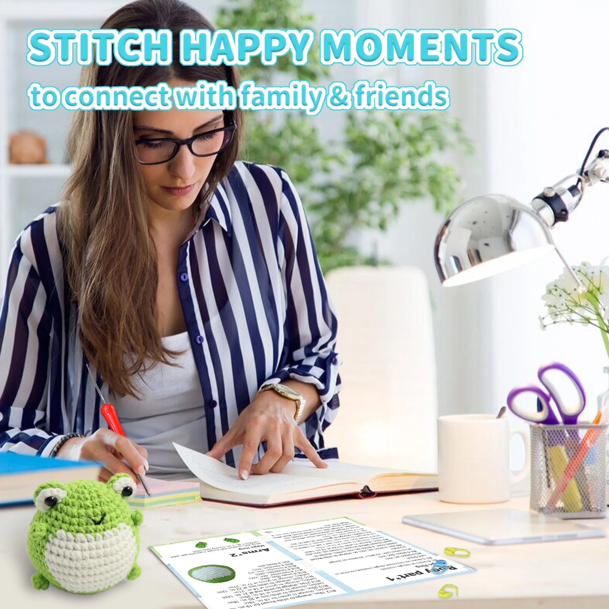 YAMAXIN Frog Theme Crochet Kit for Beginners - DIY Craft Tool Set Easy Knitting Arts And Crafts Project thumbnail 4