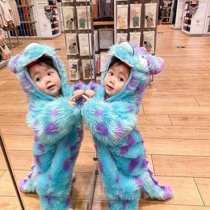 Anime Sulley Baby Romper Clothes Bodysuits Winter Thicken Boy Girl Hoodies Newborn Ropa Bebe Infant Soft Plush Toddler Jumpsuit thumbnail 6