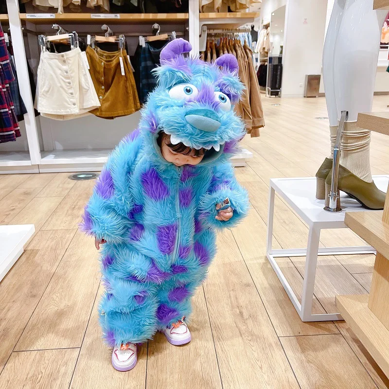 Anime Sulley Baby Romper Clothes Bodysuits Winter Thicken Boy Girl Hoodies Newborn Ropa Bebe Infant Soft Plush Toddler Jumpsuit thumbnail 3