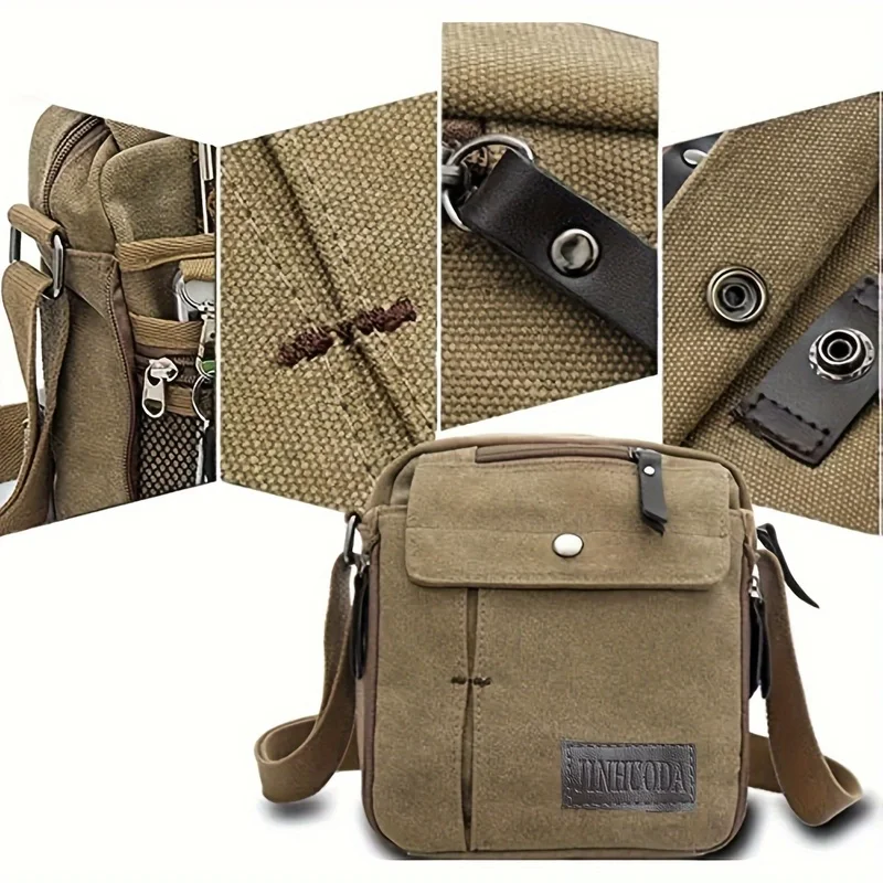 Unisex Canvas Crossbody Bag, Korean Style Outdoor Multi-Purpose Casual Shoulder Bag for Men, 1-Pack thumbnail 5