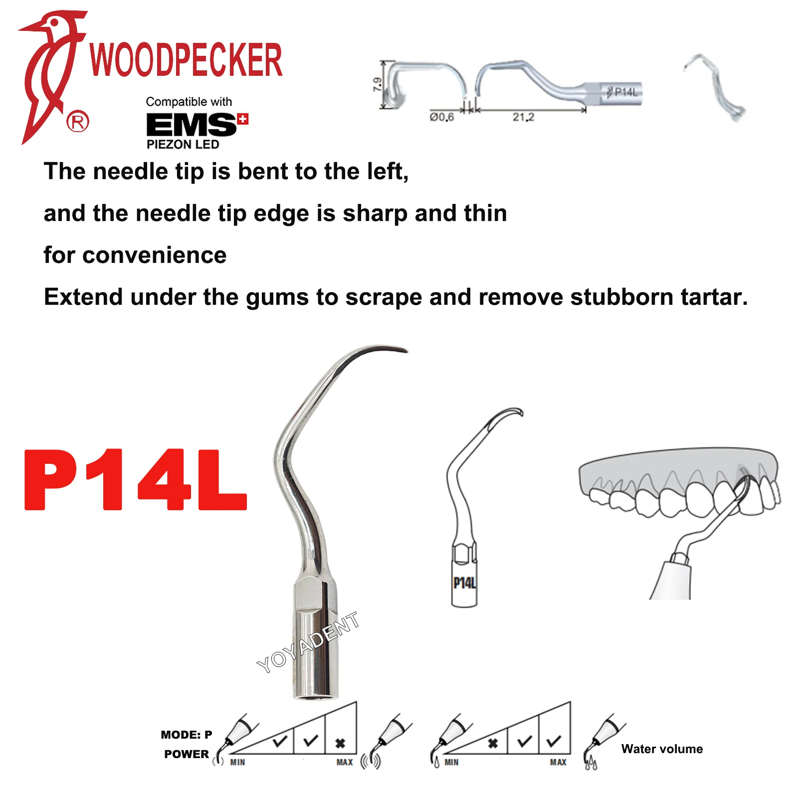 Woodpecker Dental Scaler Tips Ultrasonic Scaler Handpiece HW-5L Periodontics Tips Fit EMS Dentistry Tools thumbnail 5