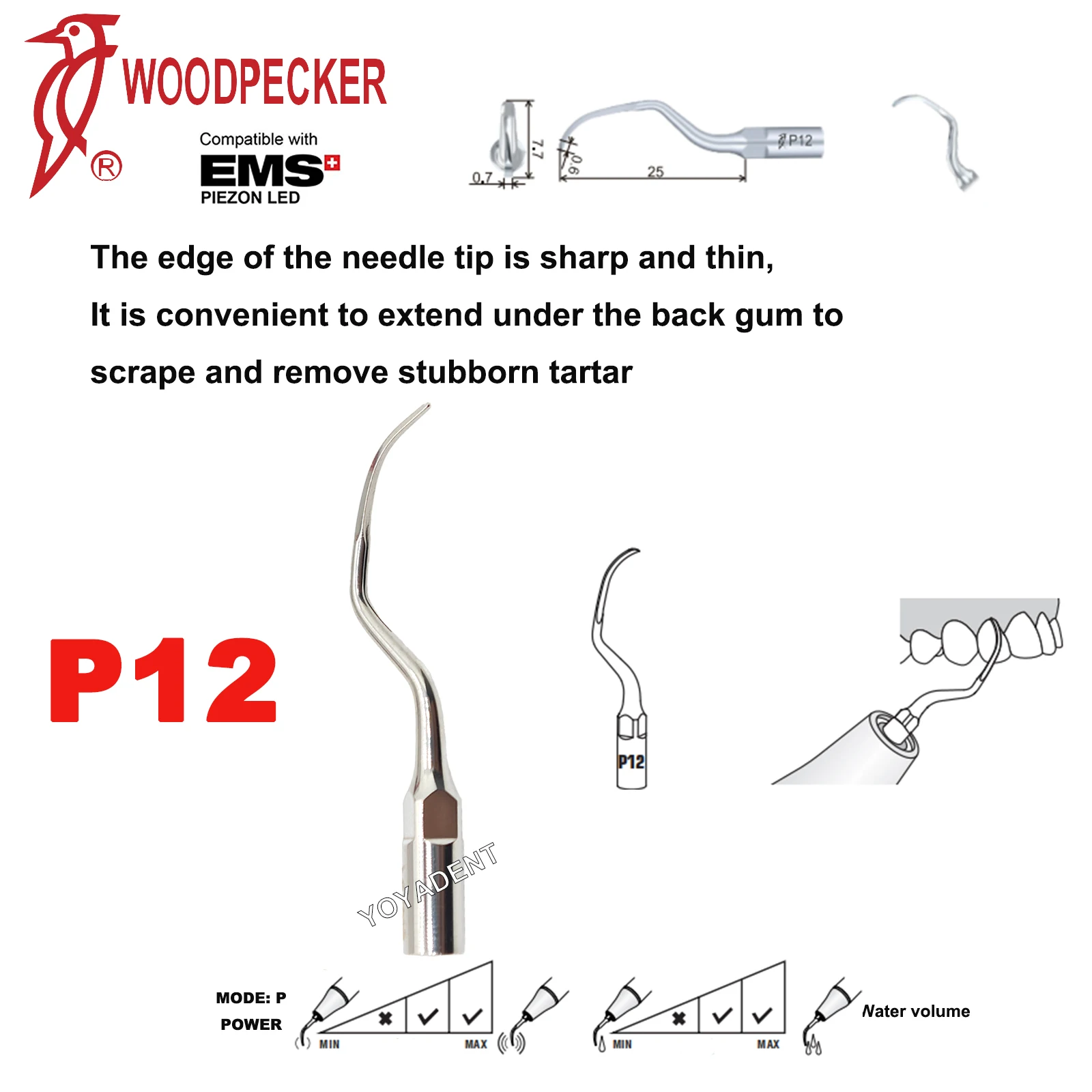 Woodpecker Dental Scaler Tips Ultrasonic Scaler Handpiece HW-5L Periodontics Tips Fit EMS Dentistry Tools thumbnail 4