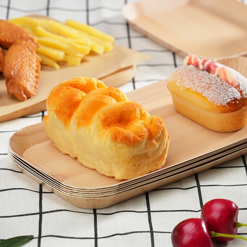10/20pcs Disposable Rectangle Wood Plates Paper Tray Tableware Desserts Bread Salad Dinner Party Table Accessorie Container thumbnail 3