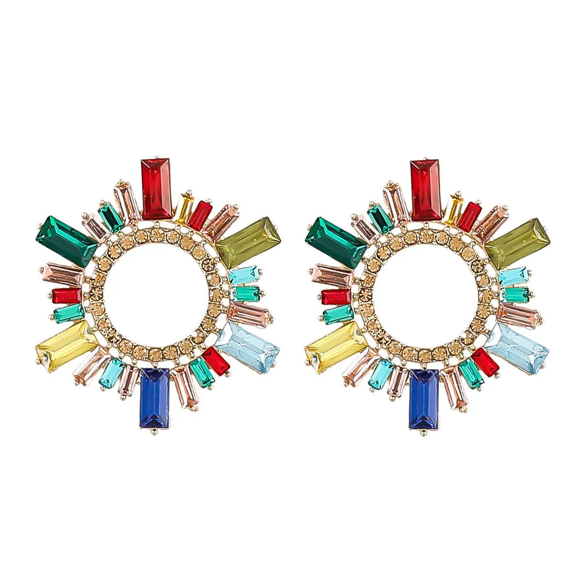 Creative Personalized Alloy Sunflower Diamond Embedded Women's Fashion Simple Super Shiny Earrings Jewelry Accessories thumbnail 5