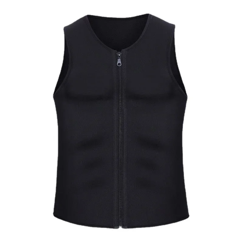 Men's Fitness Shapewear Sweat Absorbing Abdomen Control Sports Suit Rubberized Zipper Tank Top High Intensity Workout Clothing thumbnail 5