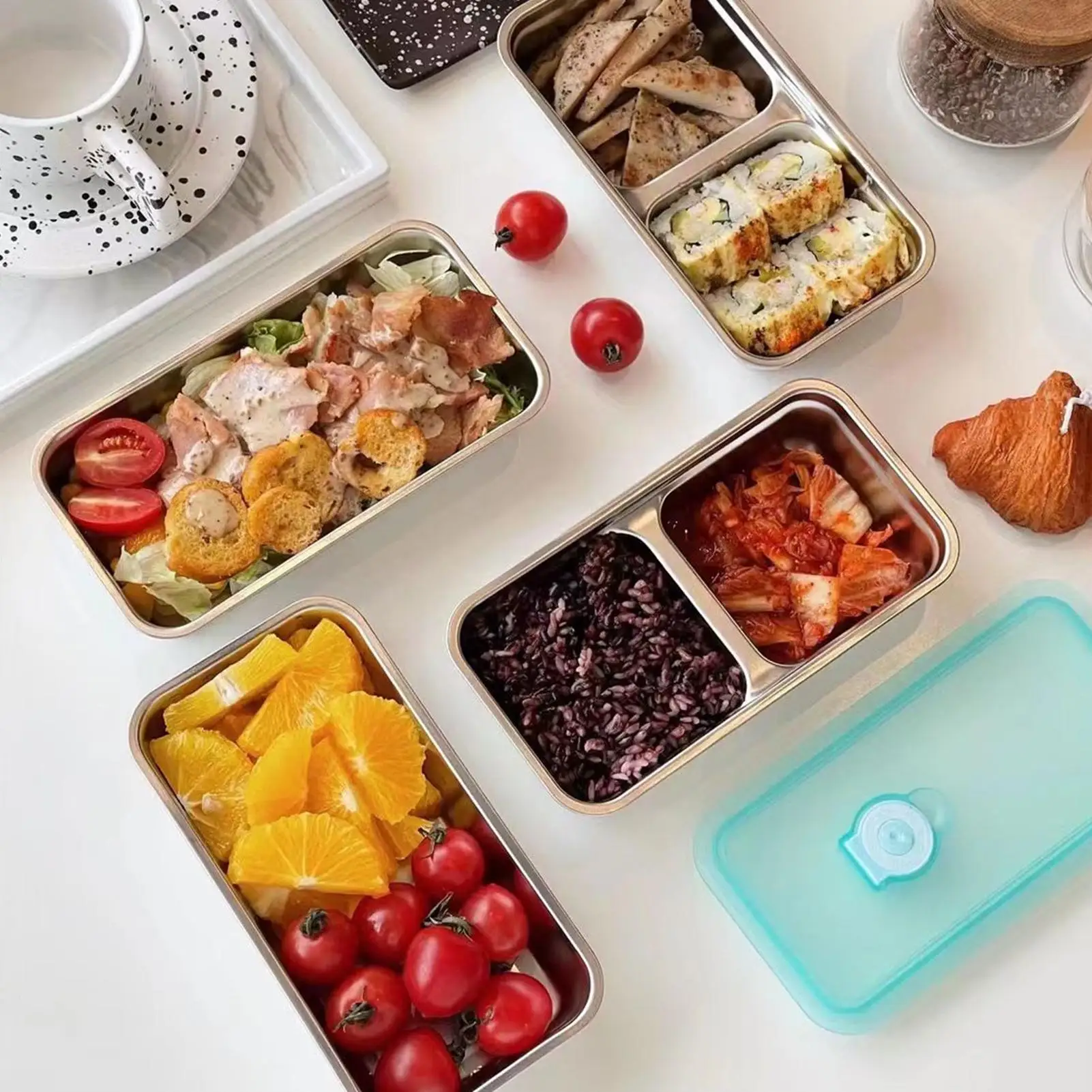 304 Stainless Steel Lunch Box Bento Container Leak Proof Sealed Food Storage for Travel Picnic Office Reusable Fruit Salad Box thumbnail 5