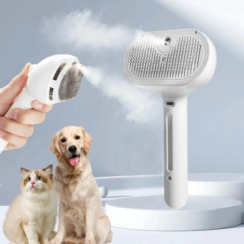 Dog Comb Pet Steam Massage Brush Safe Round Head Soft Teeth Spray Hair Removal Comb for Dog Universal for Cats Dogs Accessories