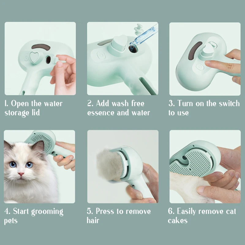 Dog Comb Pet Steam Massage Brush Safe Round Head Soft Teeth Spray Hair Removal Comb for Dog Universal for Cats Dogs Accessories thumbnail 6