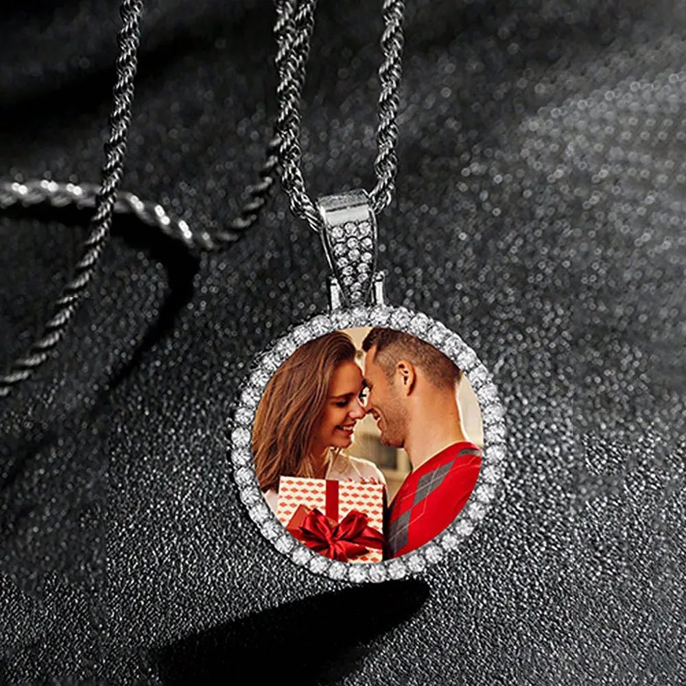 Customized Photo Fashion Necklace Crystal Angel Wing Baby Mom Dad Family Anniversary Gift Personalized Cabochon Pendant Necklace thumbnail 4