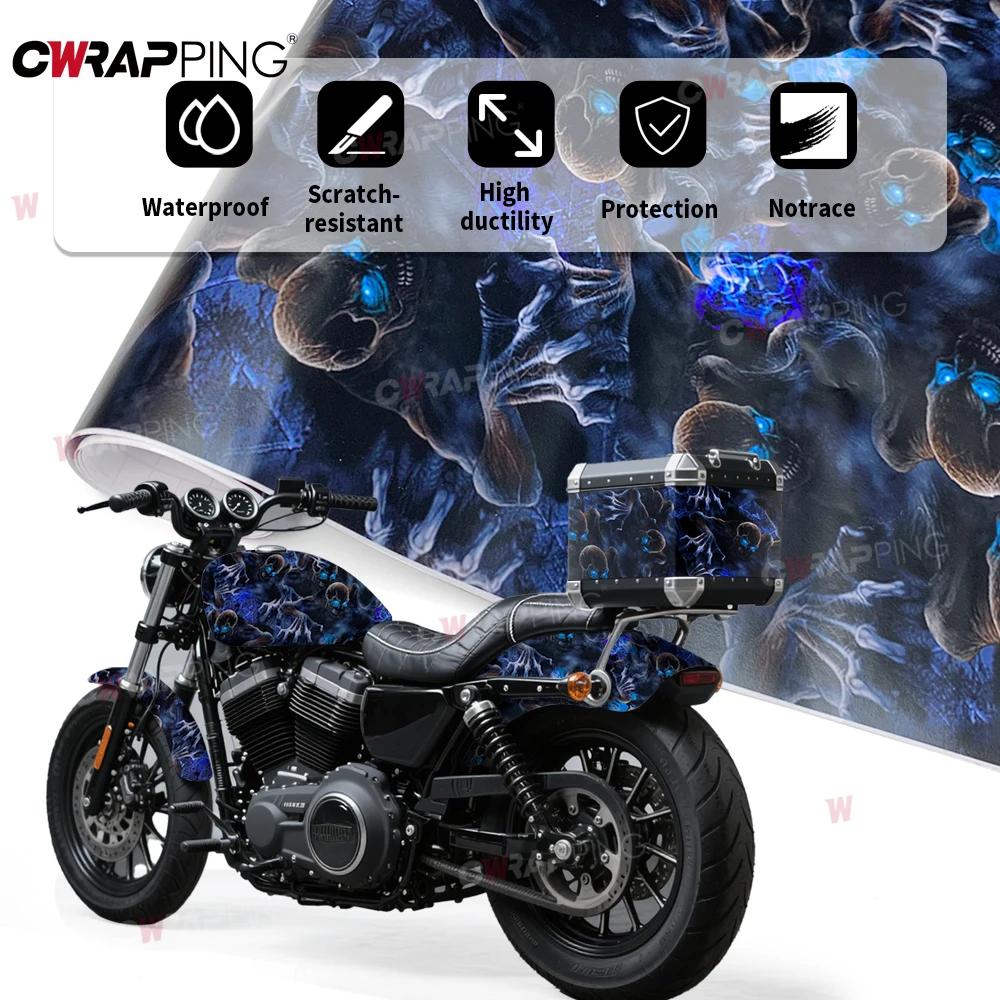 Skateboard Wrapping Film Ghost Wrap Vinyl Car Supplies Car Bodies Motorcycles Off-road Vehicle Graffiti Motorcycle Skull Bicycle thumbnail 2