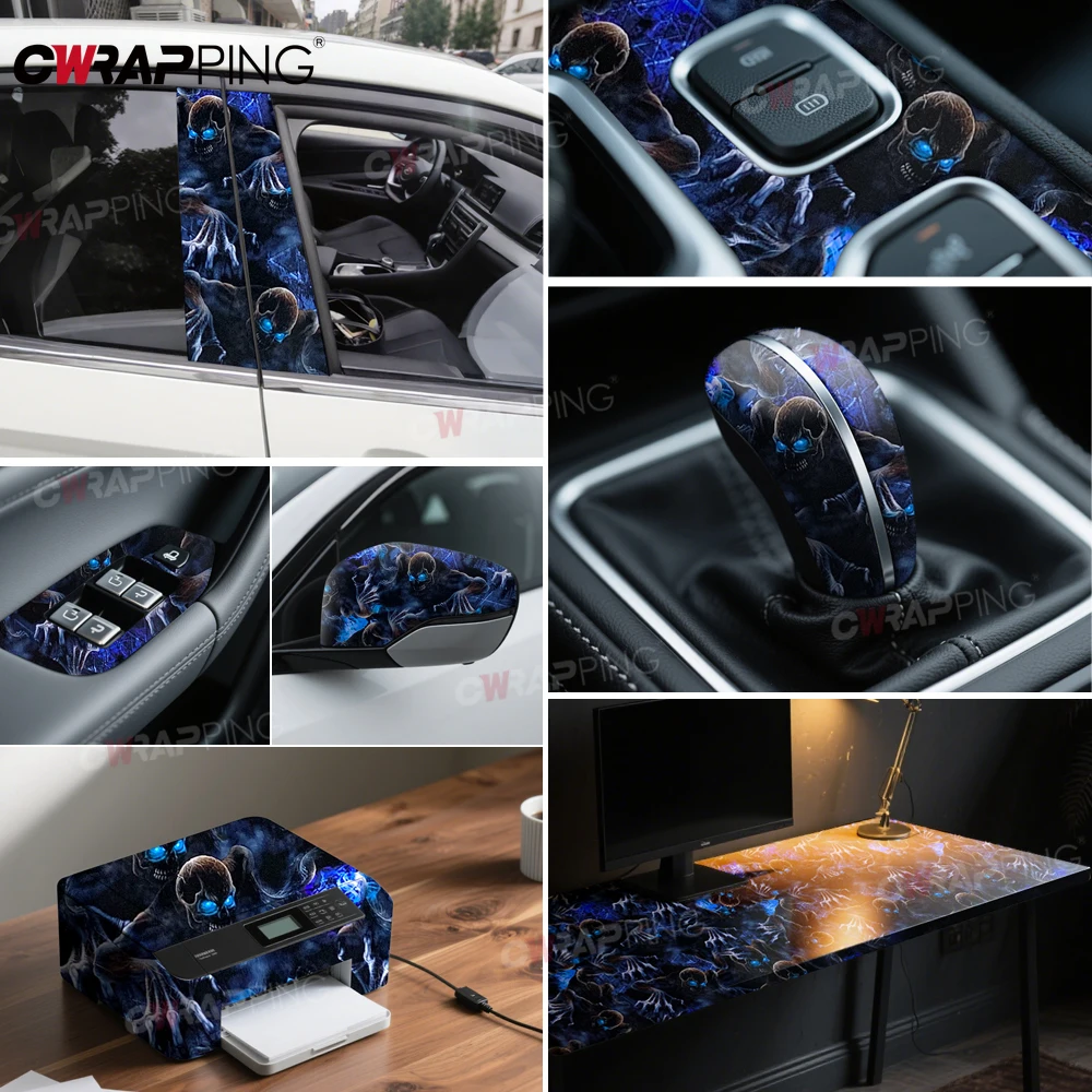 Skateboard Wrapping Film Ghost Wrap Vinyl Car Supplies Car Bodies Motorcycles Off-road Vehicle Graffiti Motorcycle Skull Bicycle thumbnail 6