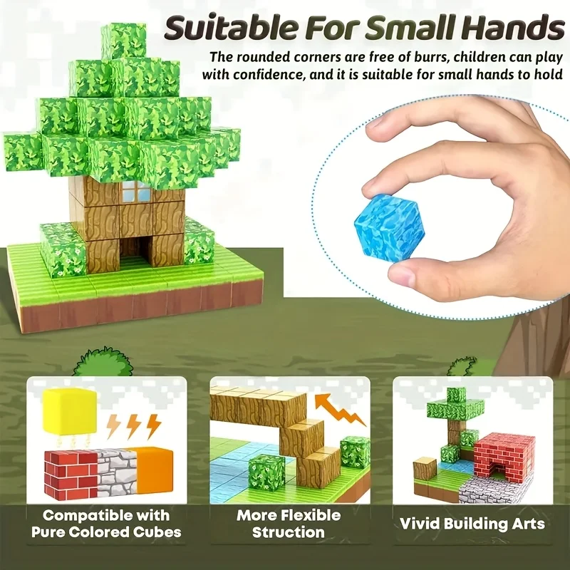 10-500PCS Magnetic Building Blocks Set 2-in-1 Cube Stacking DIY Mini World STEM Construction Educational Toys for Kids thumbnail 5