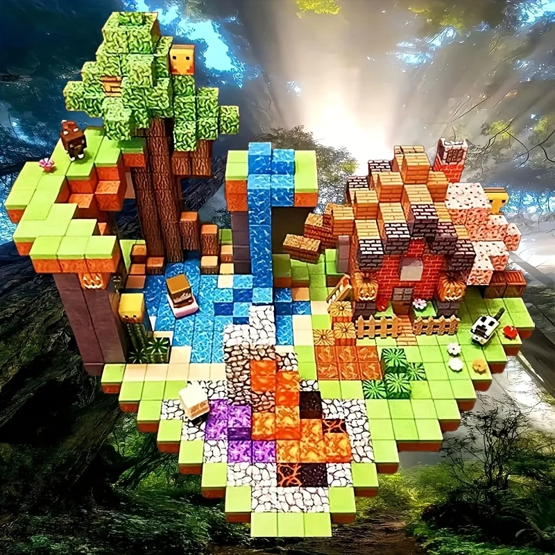 10-500PCS Magnetic Building Blocks Set 2-in-1 Cube Stacking DIY Mini World STEM Construction Educational Toys for Kids thumbnail 2