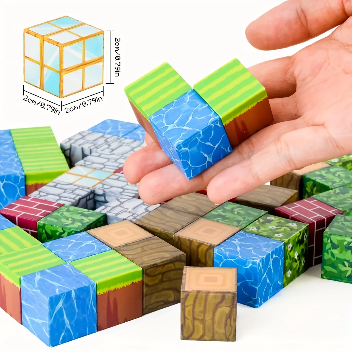 10-500PCS Magnetic Building Blocks Set 2-in-1 Cube Stacking DIY Mini World STEM Construction Educational Toys for Kids thumbnail 4