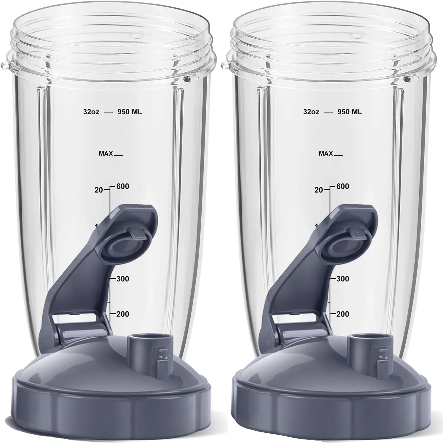 2 Pcs Blender Cups 32oz with Top To-Go-Lid and Rubber Gaskets Compatible with NutriBullet 600w/900w Accessory Replacement Parts