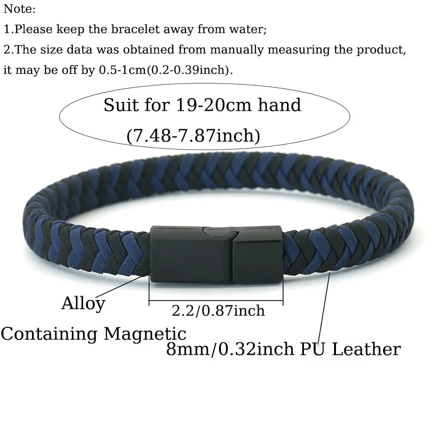 Premium PU Leather Men Bracelet Apparel Accessories Handwoven Magnetic Buckle Braslet Bangles Adventure Riding Cool Homme Joias thumbnail 5