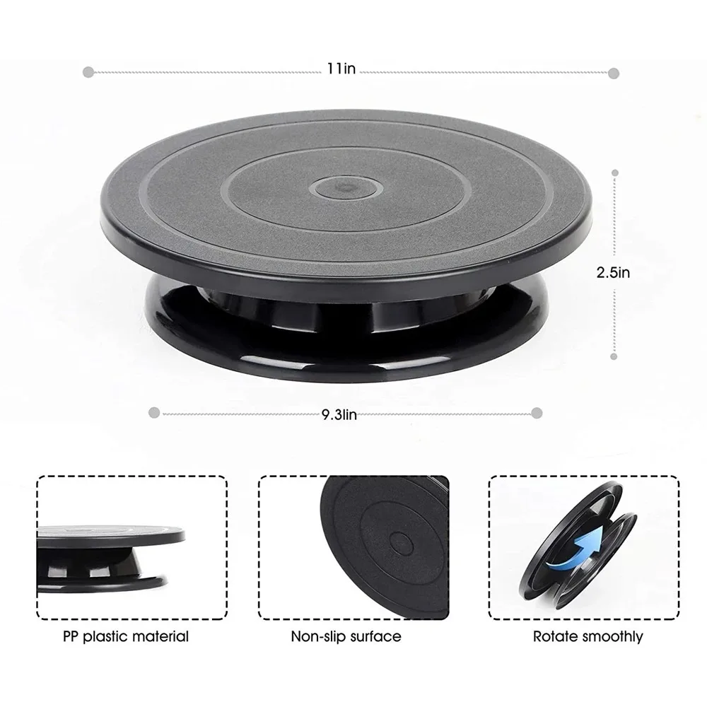 6 Pieces Best 11 Inch Cake Turntable Cake Stand with 2 Frosting Angled Spatulas 3 Frosting Spatulas Baking Accessories Tools thumbnail 3