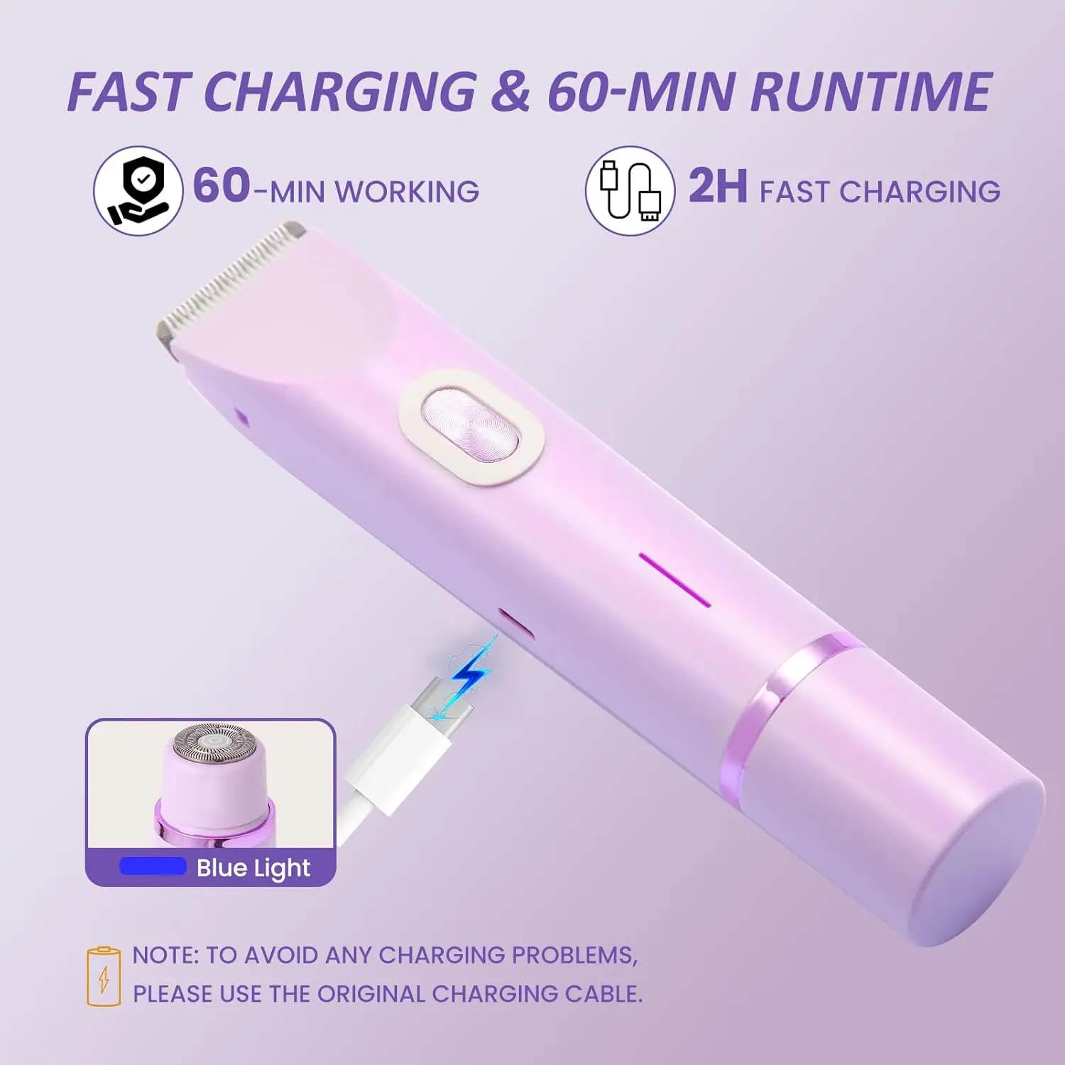 Electric Razors for Women 2 in 1 Electric Shaver for Pubic Hair Trimmer IPX7 Waterproof Wet&Dry Use Bikini Shaver for Body thumbnail 4