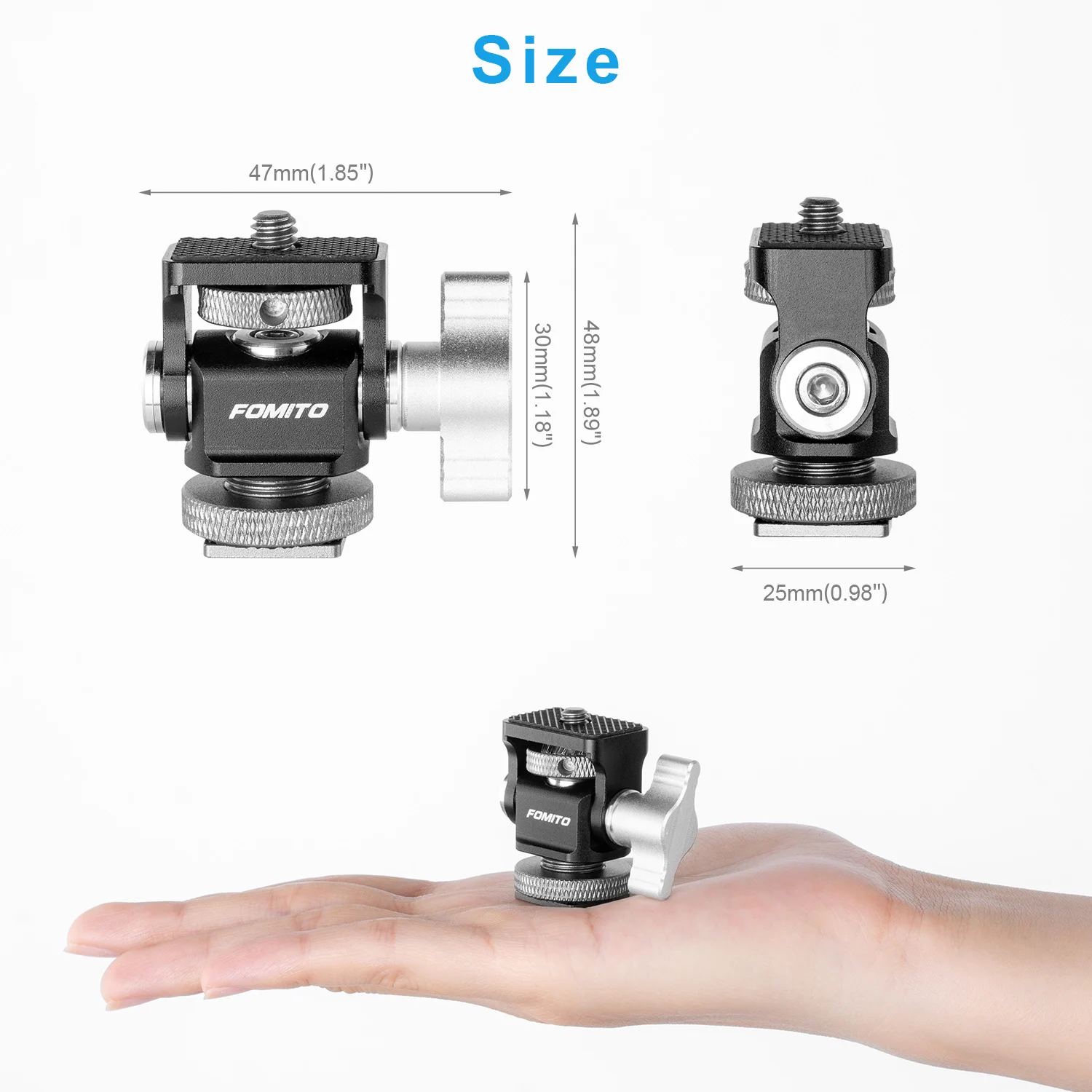 FOMITO Mini Monitor Mount Camera Monitor Holder Cold Shoe Swivel Tilt Adjustable for LED Light Monitor Microphone Camera thumbnail 6