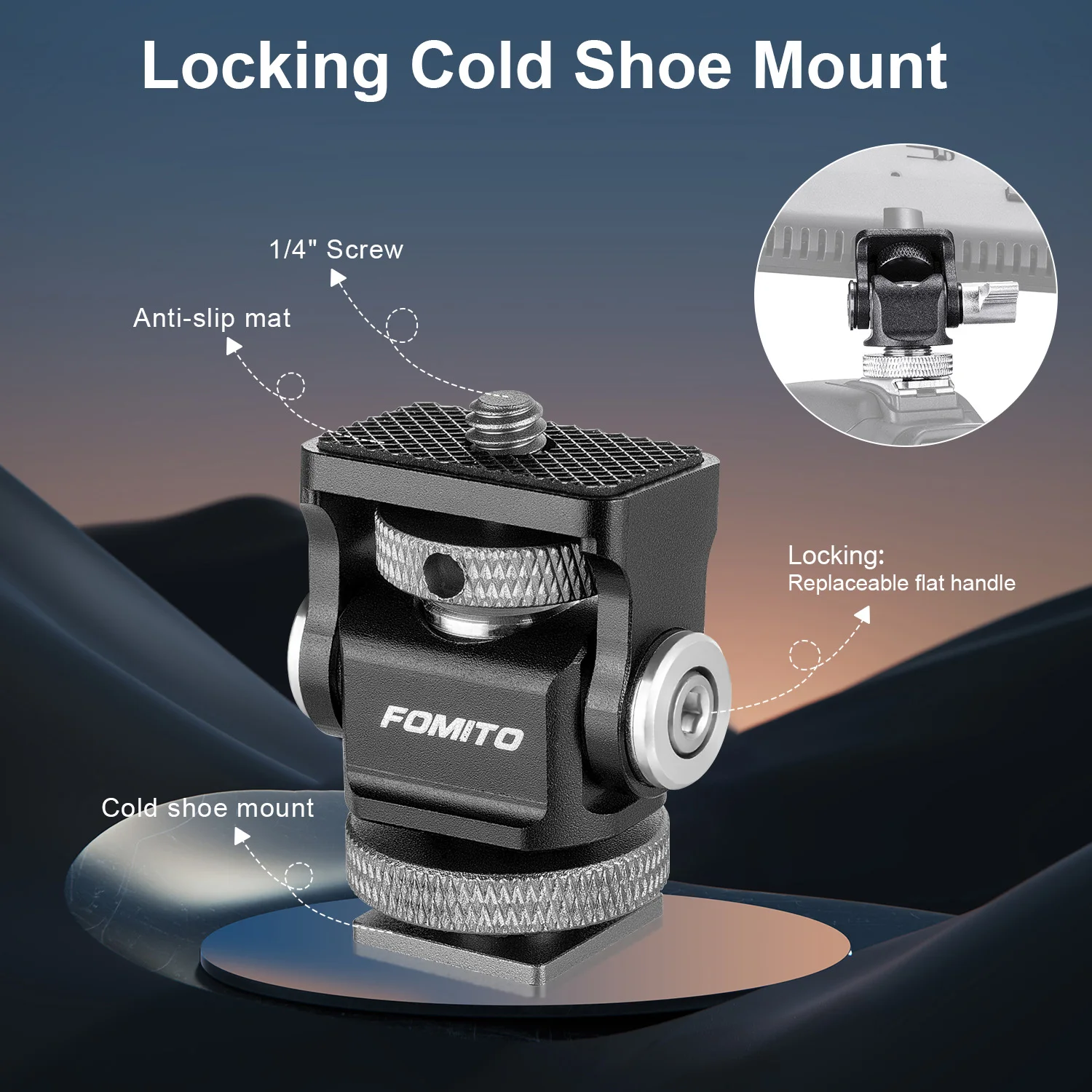 FOMITO Mini Monitor Mount Camera Monitor Holder Cold Shoe Swivel Tilt Adjustable for LED Light Monitor Microphone Camera thumbnail 2
