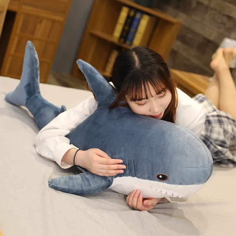 45/60cm Cute Shark Plush Toy Soft Stuffed Speelgoed Animal Reading Pillow for Birthday Gifts Cushion Doll Gift thumbnail 4