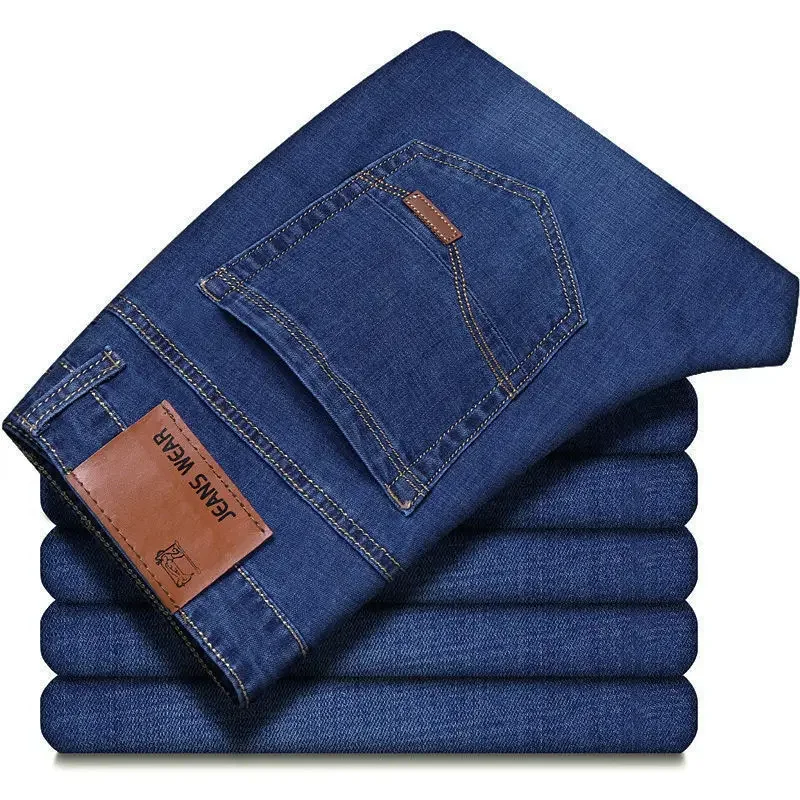 Men's Soft Straight Denim Pants 2025 Autumn Classic Business Black Biker Jeans Overalls Masculino Pantalone Hombre Mannen Homme thumbnail 5