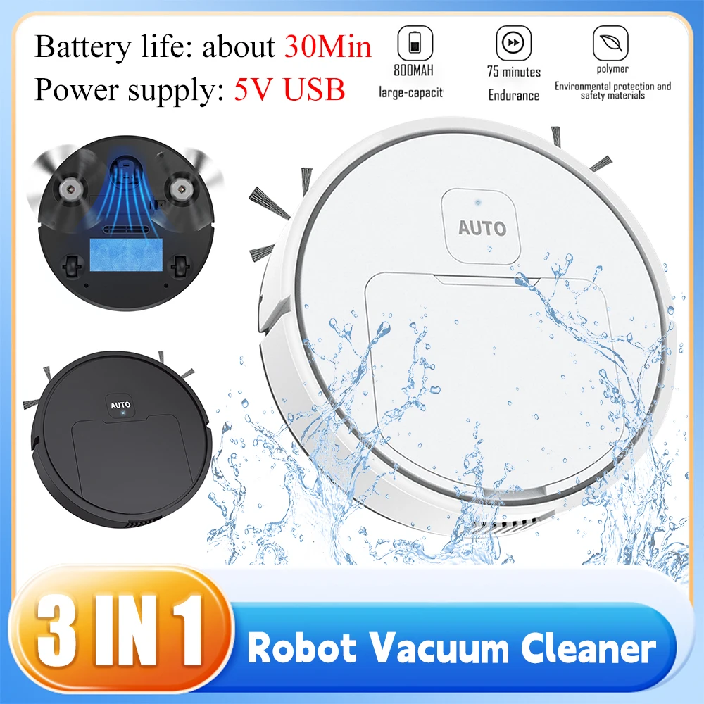 Robotic Vacuum 3-in-1 Cleaner With Integrated Home Sweeping, Mopping Cleaning USB Charging Vacuum Cleaner 1000Pa for Home Floor thumbnail 2