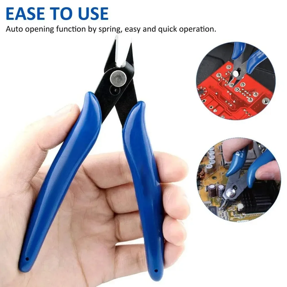 Blue Electricians Pliers Tools Electrician Hand Tool Carbon Steel home Electrical Wire Cable Cutters Side Snips Flush Nipper thumbnail 3