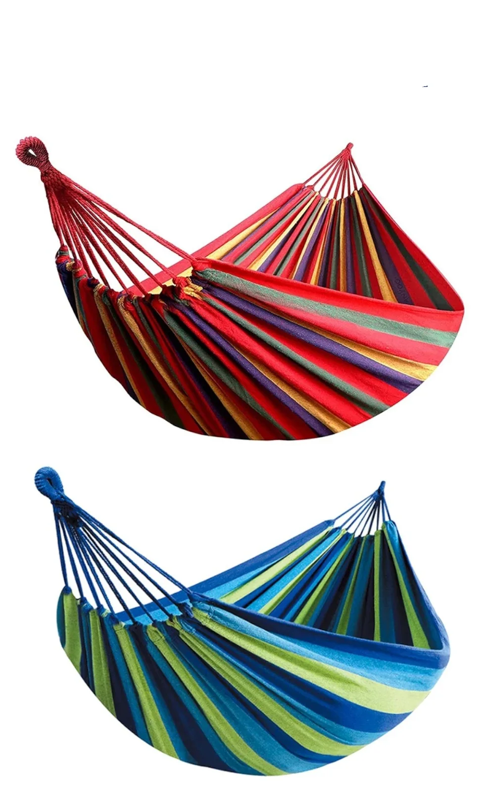 1pc Outdoor Canvas Hammock Camping Swing Hammock with Tree Ropes Load-bearing Up to Perfect for Garden Patio Backyard thumbnail 2