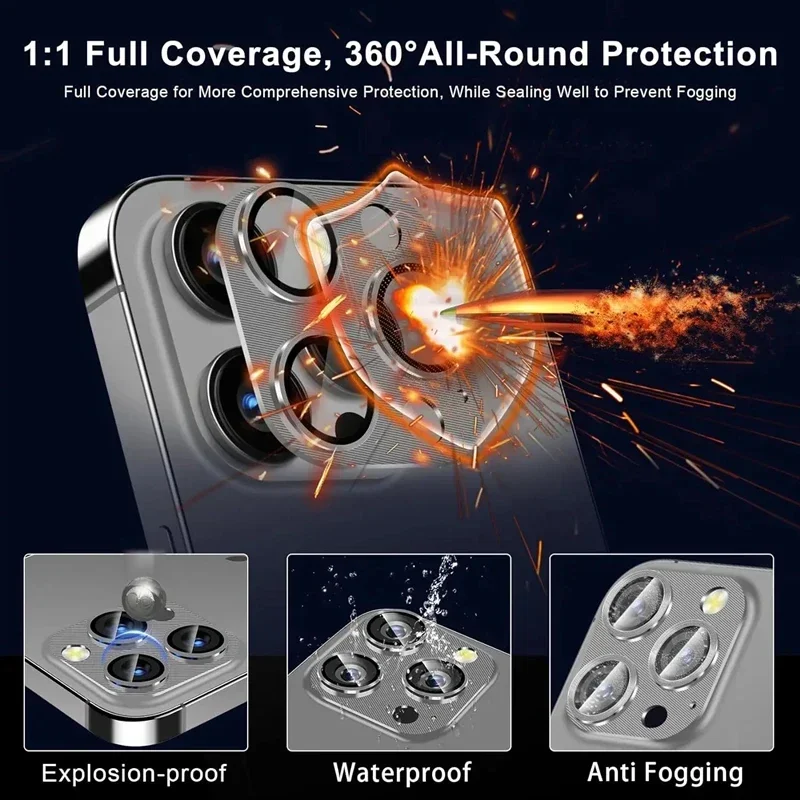 Metal Camera Protector For IPhone 17 16 Pro Max Plus 15 14 13 Pro Max Alloy Case Back Lens Tempered Glass Cover Protective Cap thumbnail 4