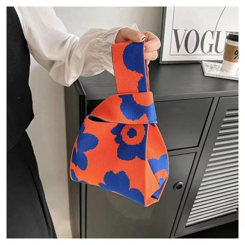 Japanese Art Canvas Handbag Large Capacity Geometric Pattern Shoulder Bag Women's Trendy Versatile Casual Knot Purse & Wrist Bag thumbnail 5
