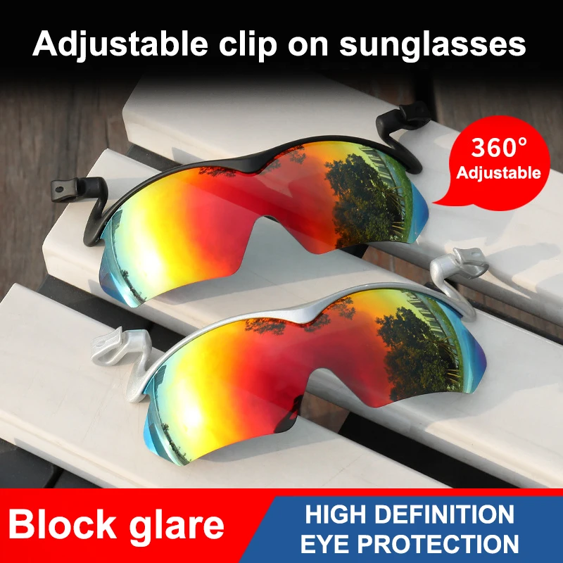 UV-Protectant Polarized Cycling Goggles, 1PC Adjustable Sports Sunglasses with Clip Hat, Flip-Up Cover. thumbnail 2