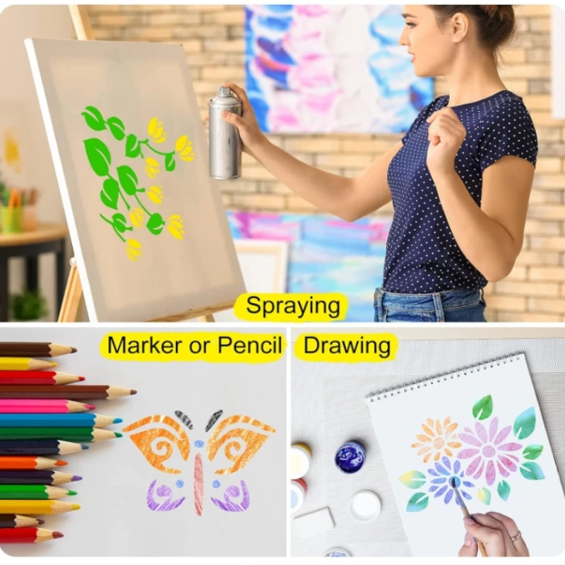 64 Pcs Reusable 3 Inch Stencils for Painting DIY Craft  Template for Wall Home Decor Card Rock Canvas Drawing Holiday Ornament thumbnail 2