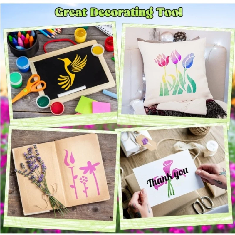 64 Pcs Reusable 3 Inch Stencils for Painting DIY Craft  Template for Wall Home Decor Card Rock Canvas Drawing Holiday Ornament thumbnail 3
