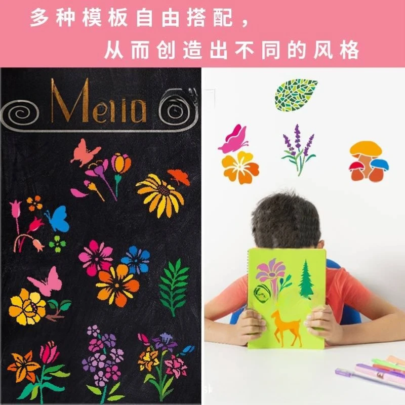 64 Pcs Reusable 3 Inch Stencils for Painting DIY Craft  Template for Wall Home Decor Card Rock Canvas Drawing Holiday Ornament thumbnail 5