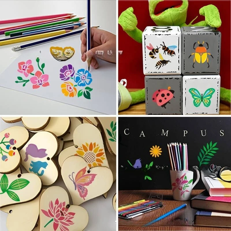 64 Pcs Reusable 3 Inch Stencils for Painting DIY Craft  Template for Wall Home Decor Card Rock Canvas Drawing Holiday Ornament thumbnail 4