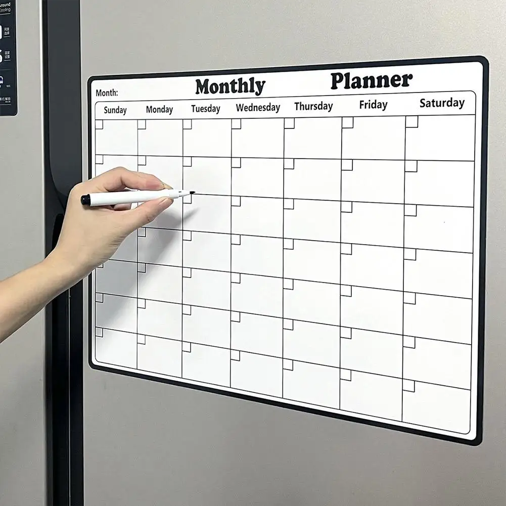 Magnetic Dry Erase Calendar Whiteboard Stickers with Weekly/Monthly Study Organizer Versatile Monthly Planner for Refrigerator